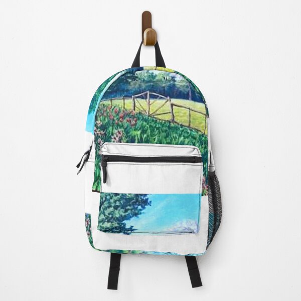 Item preview, Beautiful paint painting. Green garden with a fence. Blue sky and green grass. Figure Professional designed and sold by loginovart.
