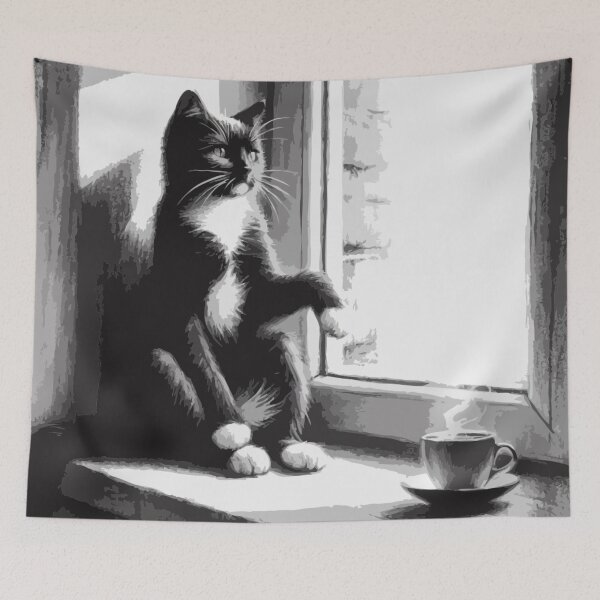 Item preview, Tuxedo Cat in Black and White Watercolor  designed and sold by printmala.