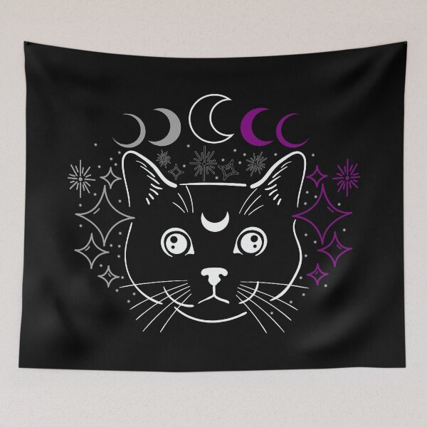 Item preview, Subtle Asexual Pride Flag Colors Celestial Cat Moon Phases designed and sold by ontrendshirts.