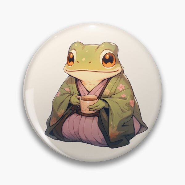 Item preview, Cute Kawaii Froggy Wise Man Frog Drinking Tea designed and sold by CozyKawaiiArt.