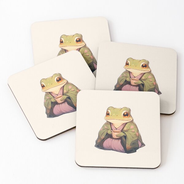 Item preview, Cute Kawaii Froggy Wise Man Frog Drinking Tea designed and sold by CozyKawaiiArt.