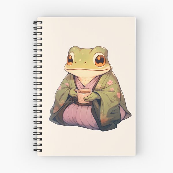 Item preview, Cute Kawaii Froggy Wise Man Frog Drinking Tea designed and sold by CozyKawaiiArt.