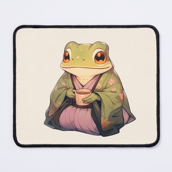Item preview, Cute Kawaii Froggy Wise Man Frog Drinking Tea designed and sold by CozyKawaiiArt.