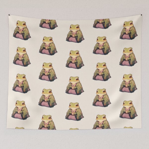 Item preview, Cute Kawaii Froggy Wise Man Frog Drinking Tea designed and sold by CozyKawaiiArt.