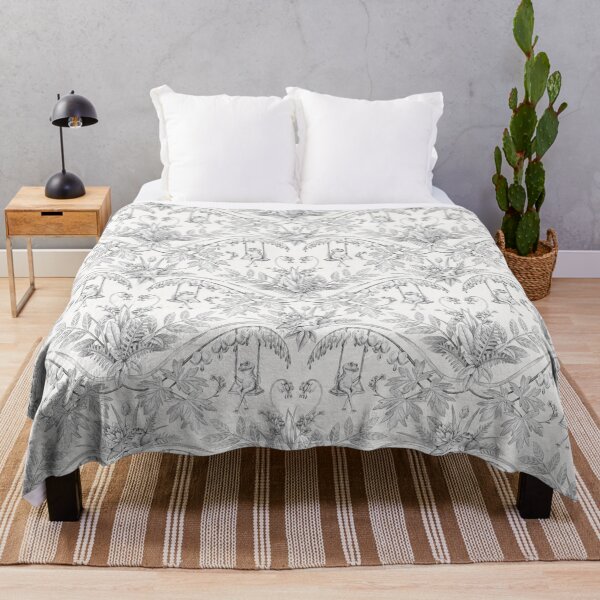 Item preview, Charcoal Gray Frogs in a Flower Garden Damask designed and sold by somecallmebeth.