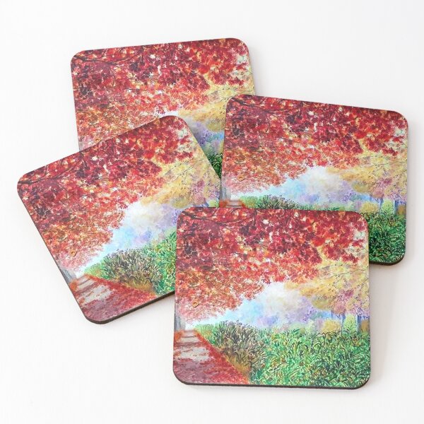 Item preview, Beautiful modern drawing with paint. Garden with trees with a stream. Acrylic paint. Artist designed and sold by loginovart.