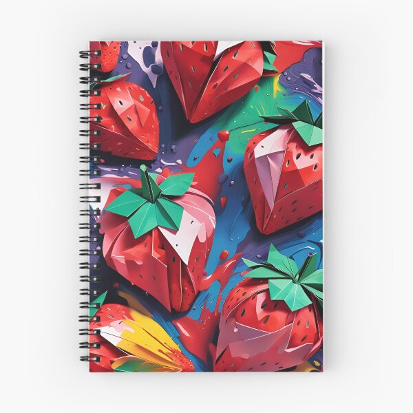 Item preview, Origami Strawberries Pattern Red Blue Watercolor designed and sold by ShaViArt.