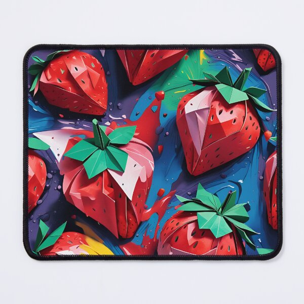 Item preview, Origami Strawberries Pattern Red Blue Watercolor designed and sold by ShaViArt.
