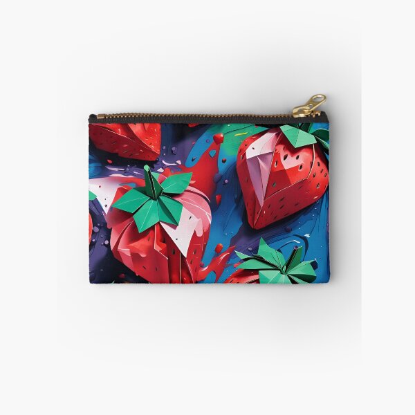 Item preview, Origami Strawberries Pattern Red Blue Watercolor designed and sold by ShaViArt.