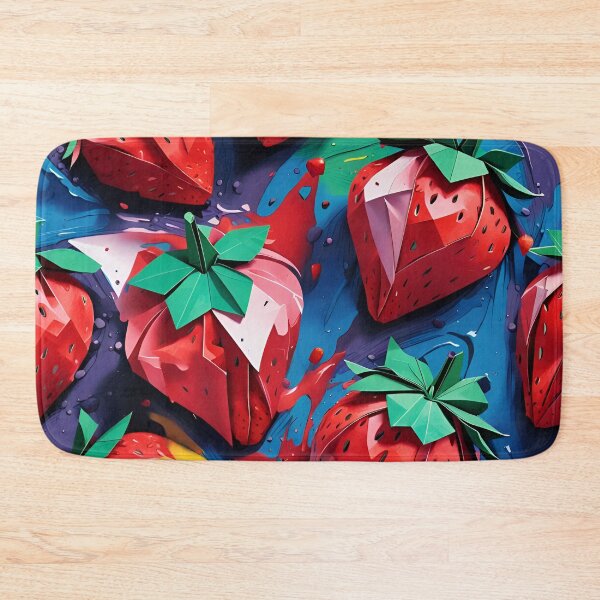 Item preview, Origami Strawberries Pattern Red Blue Watercolor designed and sold by ShaViArt.