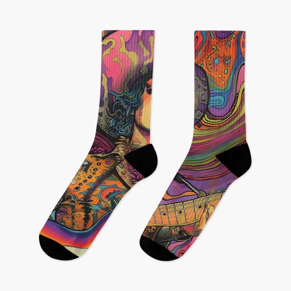 Item preview, Psychedelic country girl guitar player designed and sold by dcrc.