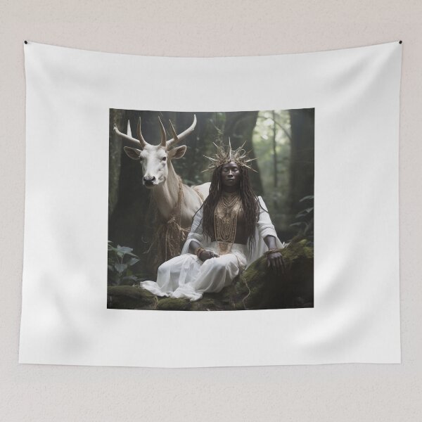 Item preview, Mother Gaia and Father God, white stag and African Goddess designed and sold by TheGlassPortal.