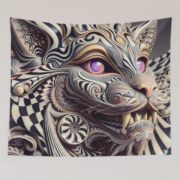 Item preview, Mystical Feline: A Dance of Patterns designed and sold by DriipDropDesign.
