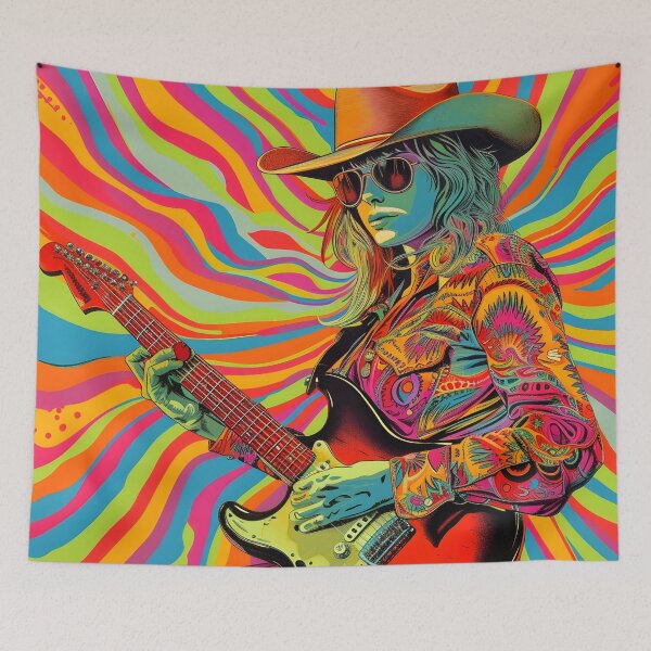Item preview, psychedelic country girl guitar player designed and sold by dcrc.