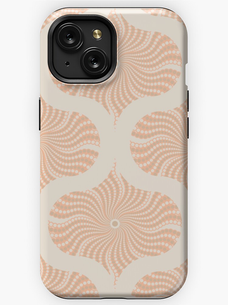 iPhone Case, Sand Swirl Peach Plethora Dot Mandala Ogee designed and sold by Triplicate Limited
