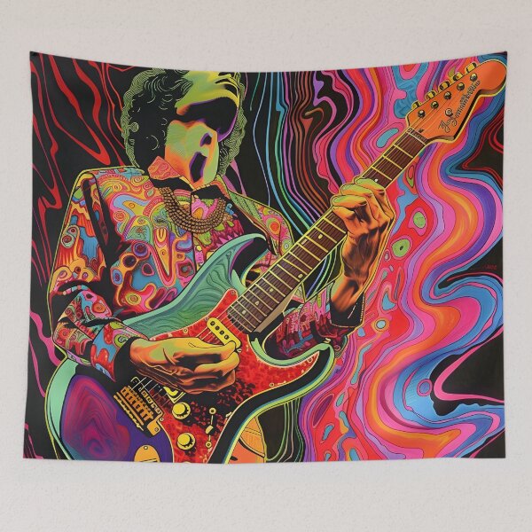Item preview, psychedelic trippy guitar player designed and sold by dcrc.