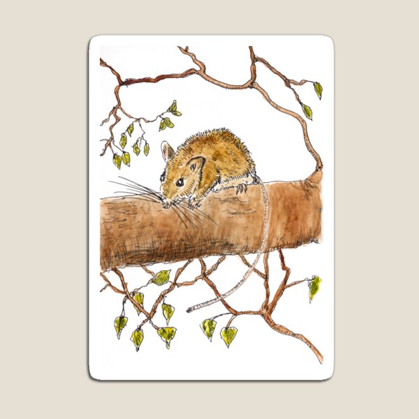 Item preview, Curious Little Brown Mouse on Tree Branch designed and sold by paleheather.