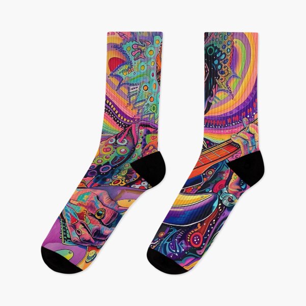Item preview, psychedelic trippy guitar player designed and sold by dcrc.
