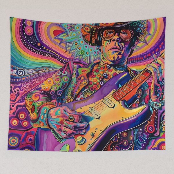 Item preview, psychedelic trippy guitar player designed and sold by dcrc.
