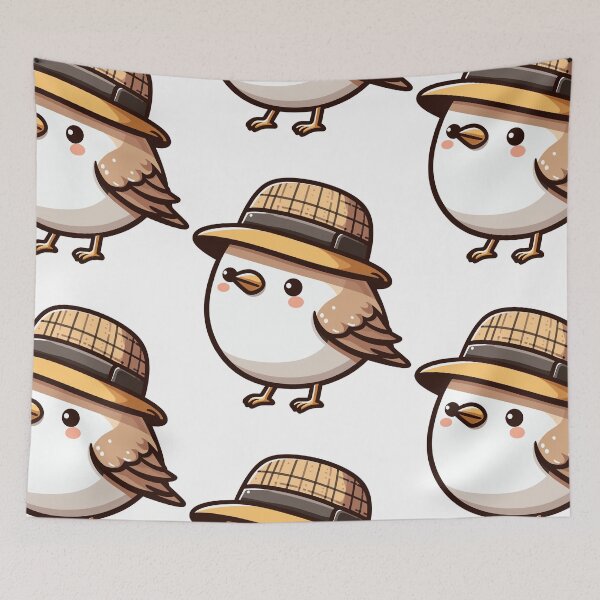 Item preview, Stylish Finch with Hat designed and sold by ArtfulWeave.