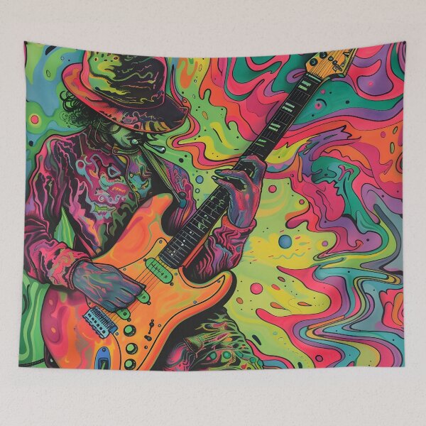 Item preview, psychedelic trippy guitar player designed and sold by dcrc.