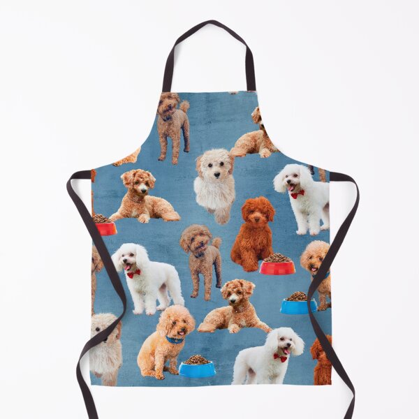 Item preview, Pattern of cute poodles on denim background designed and sold by LeoVik.