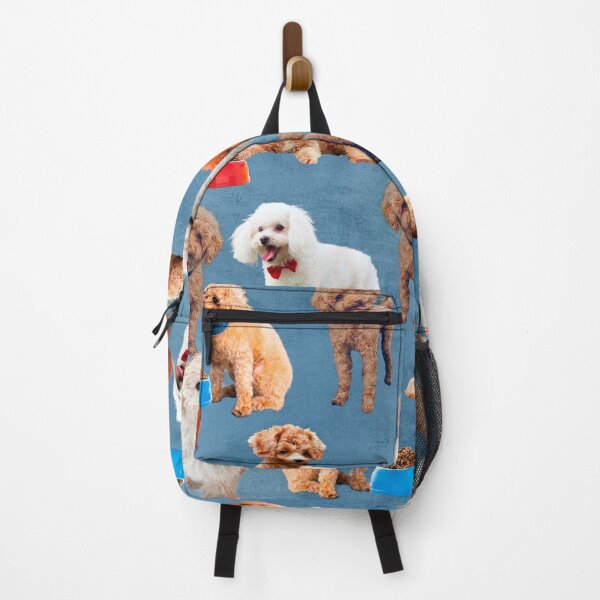 Item preview, Pattern of cute poodles on denim background designed and sold by LeoVik.