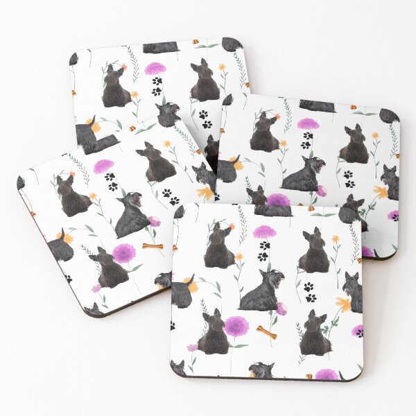 Item preview, Adorable Scottish Terrier dogs with bright flowers designed and sold by LeoVik.