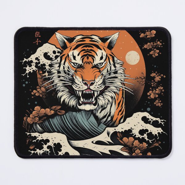 Item preview, Year of the Tiger Print - Tiger and Moon - Retro Tiger designed and sold by DreamersPlan.