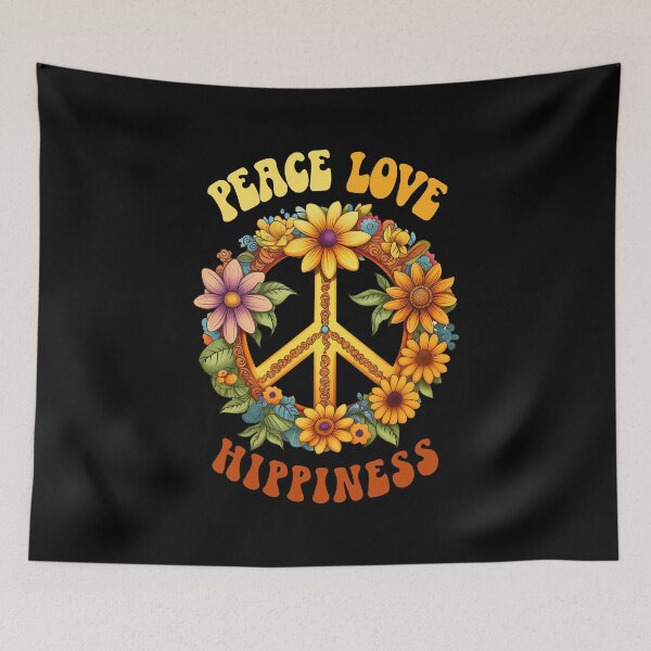 Item preview, Peace Love Hippiness Positive Hippies Sentence designed and sold by BelloniArtShop.