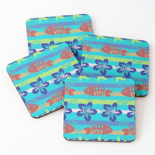Item preview, Tropical Fiesta Stripe with Fishbones and Starfish designed and sold by creativebeeshop.