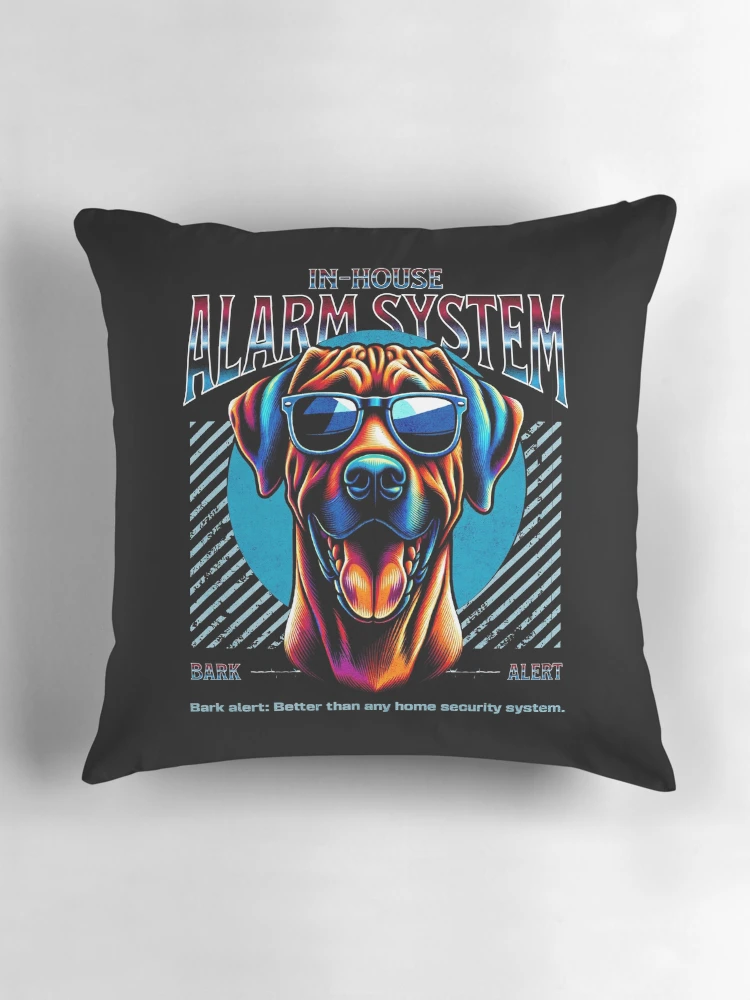 Thumbnail 3 of 4, Pillow, Bark Alert Rhodesian Ridgeback designed and sold by RedDesignSyc.