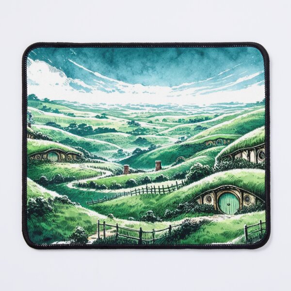 Item preview, Panoramic Sumi-e Hobbiton: Tranquil Fantasy Ink Landscape designed and sold by MythicBiscuit.