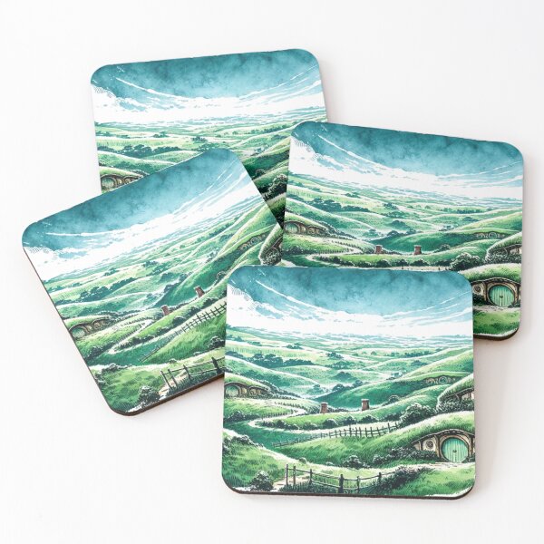 Item preview, Panoramic Sumi-e Hobbiton: Tranquil Fantasy Ink Landscape designed and sold by MythicBiscuit.