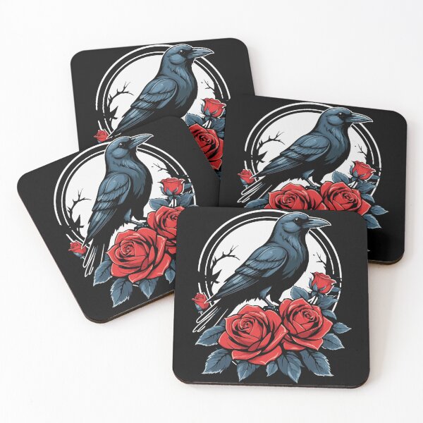 Item preview, Roses and Crow Raven Cute Romantic Wiccan Pagan Witch Cool  designed and sold by DrawHandArt.