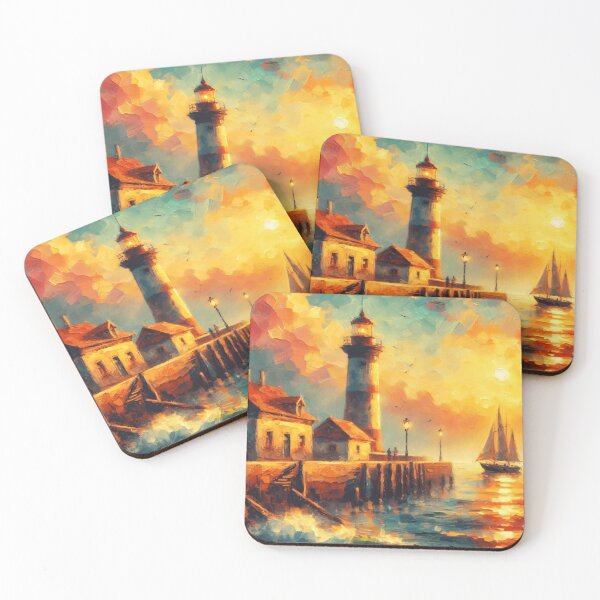 Item preview, Sunset Harbor, epic sunset scene in the port illustration epic digital art designed and sold by KOURCHAL ART.