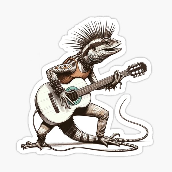 Vista previa del artículo con la obra «Punk Lagarto Estrella De Rock», diseñado y vendido por mYaro.