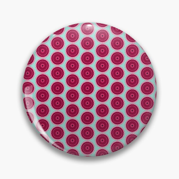 Item preview, Abstract Red Pink Tiled Round Mandala Print on Aqua Blue designed and sold by kattakitty.