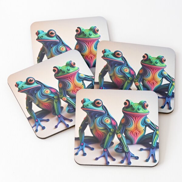 Artikelvorschau, 2 bunte Frösche, abstraktes Kunstwerk entworfen und verkauft von Coolparrotgirl.