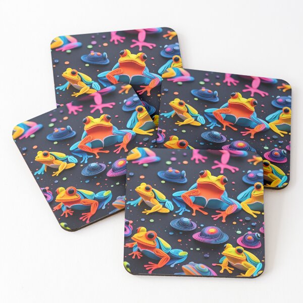 Artikelvorschau, Bunte Frösche, abstraktes Kunstwerk entworfen und verkauft von Coolparrotgirl.