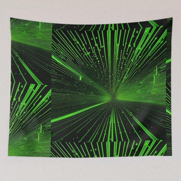 Item preview, Green neon lines abstract artpiece,  designed and sold by Coolparrotgirl.