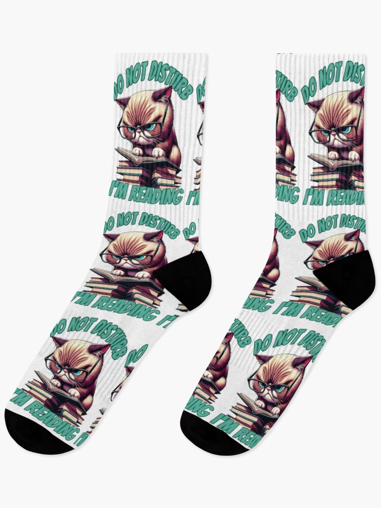 Thumbnail 1 of 5, Socks, Humorous Bookworm Cat Reading designed and sold by Unitepeople.
