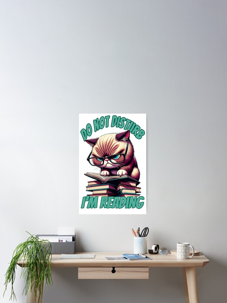 Thumbnail 2 of 3, Poster, Humorous Bookworm Cat Reading designed and sold by Unitepeople.
