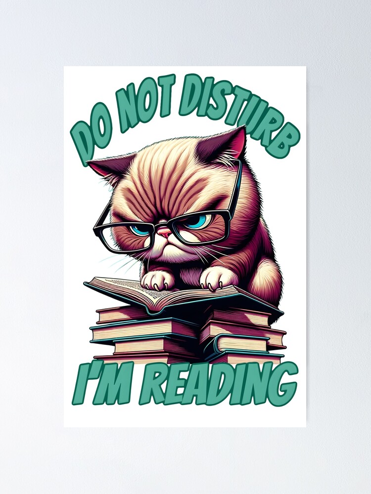 Thumbnail 1 of 3, Poster, Humorous Bookworm Cat Reading designed and sold by Unitepeople.