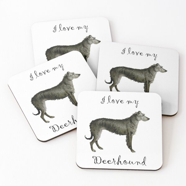 Item preview, I love my Deerhound with vintage chromolithograph from Vero Kemball Shaw's (1881) The Illustrated Book of the Dog - black text designed and sold by ElegantTeaTime.