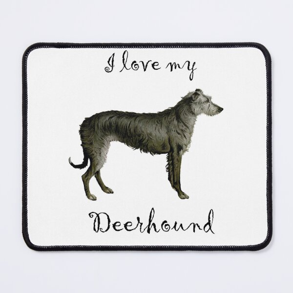 Item preview, I love my Deerhound with vintage chromolithograph from Vero Kemball Shaw's (1881) The Illustrated Book of the Dog - black text designed and sold by ElegantTeaTime.