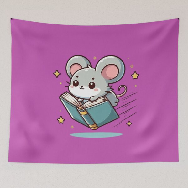 Item preview, Cute mouse flying on a book designed and sold by Culmika.
