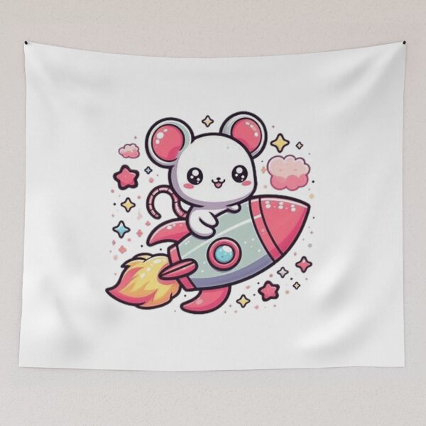 Item preview, Cute mouse flying on rocket  designed and sold by Culmika.