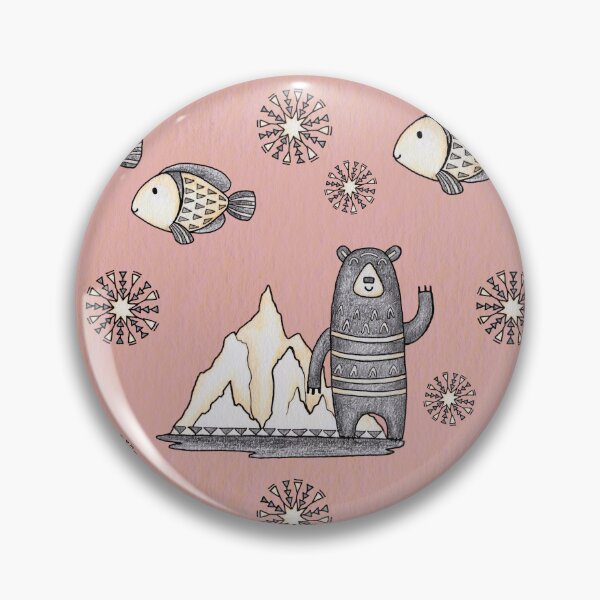 Item preview, Cute Polar Bear and fish hand drawn seamless pattern on the pink background. designed and sold by NadyaSaen.