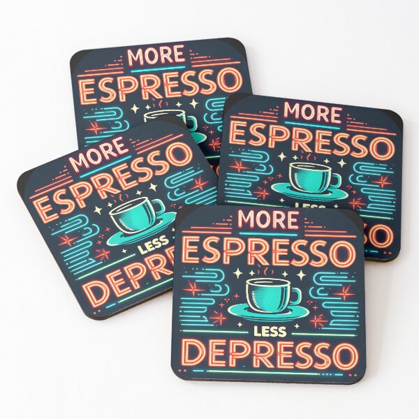 Artikelvorschau, Mehr Expresso, weniger Depresso, Typografie, Retro entworfen und verkauft von maxmaj.
